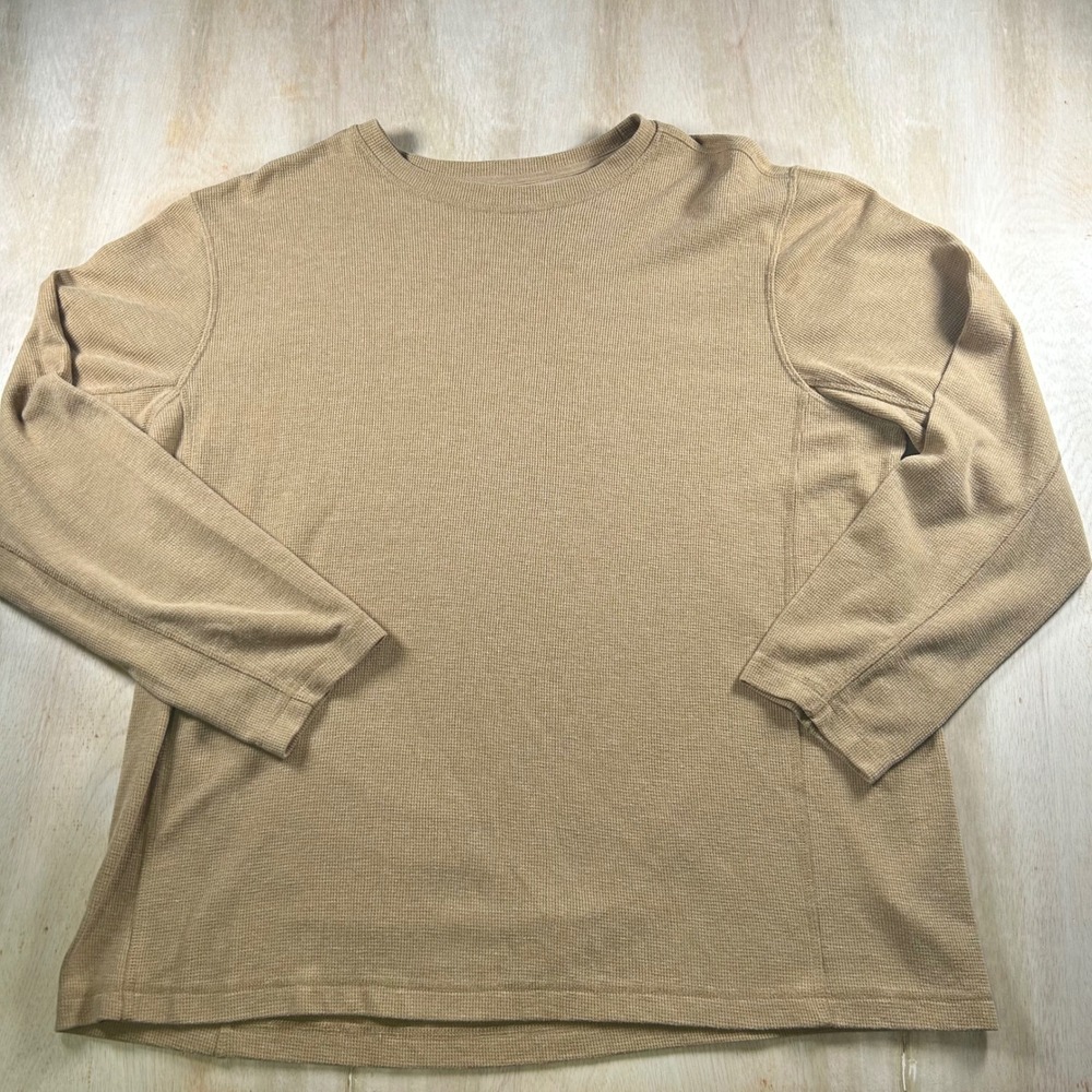 Magellan Outdoors Mens 2XL Tan Waffle Knit Thermal Long Sleeve Shirt Classic Fit